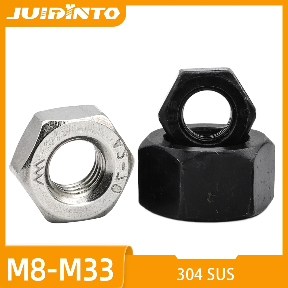 JUIDINTO 1-55pcs DIN934 Left Hand Thread Hex Nuts 304 Stainless Steel Metric Reverse Thread Nuts M3 M4 M5 M6 M8 M10 M12 M14-M20