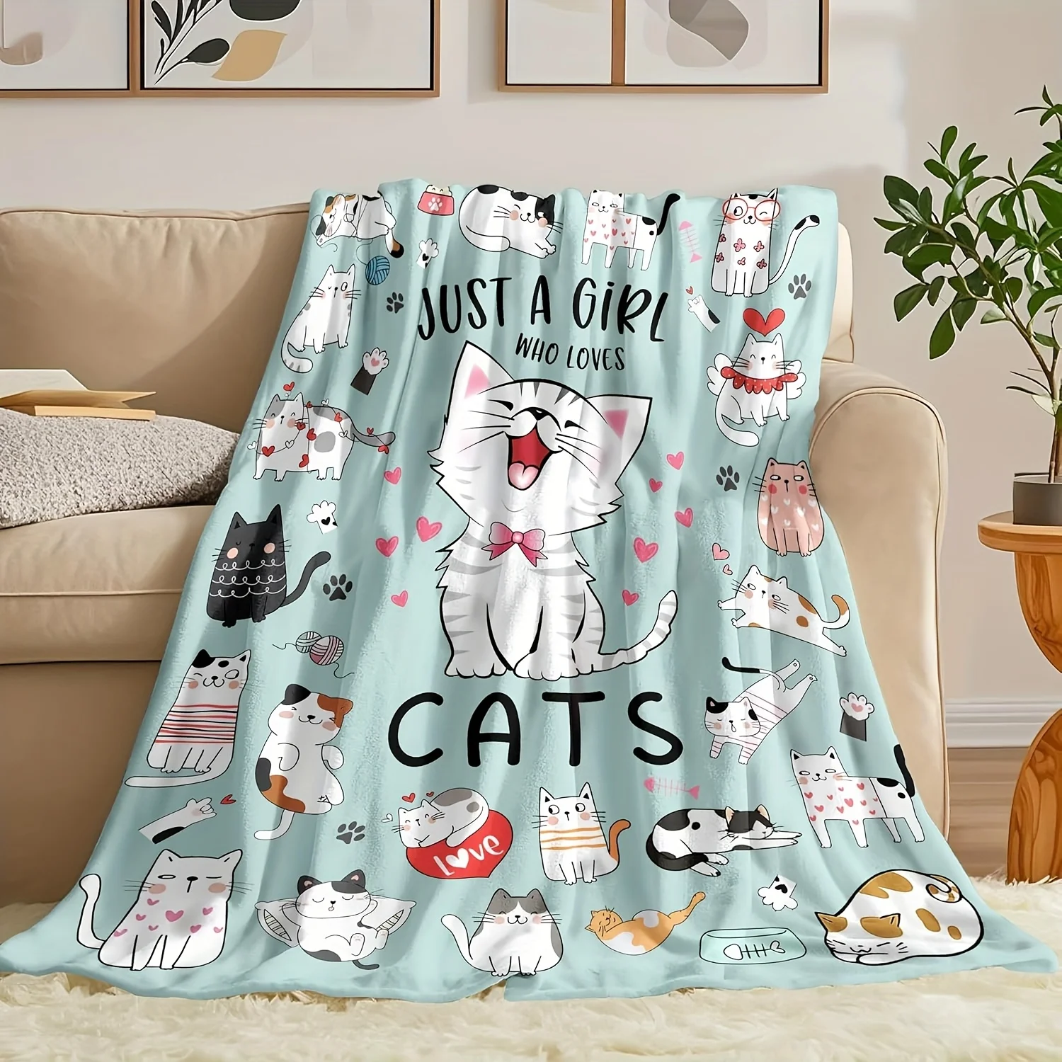 Launch a 1pc Cat-Themed Blanket, a Cozy And Soft Gift for Cat Lovers, Suitable for Both Men And Women As a Present for Adults, M