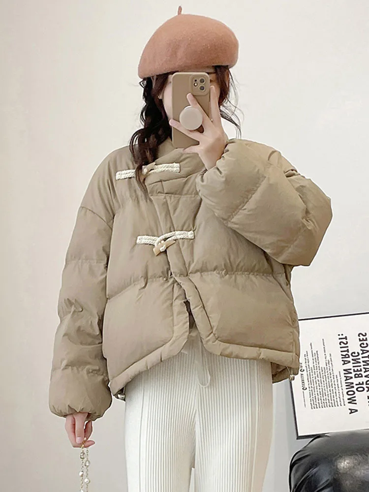 Short Fluffy Puffer Jacket Women 2023 Winter White Duck Down Coat Thicken Warm Loose Bread Jackets Female Feather Parkas