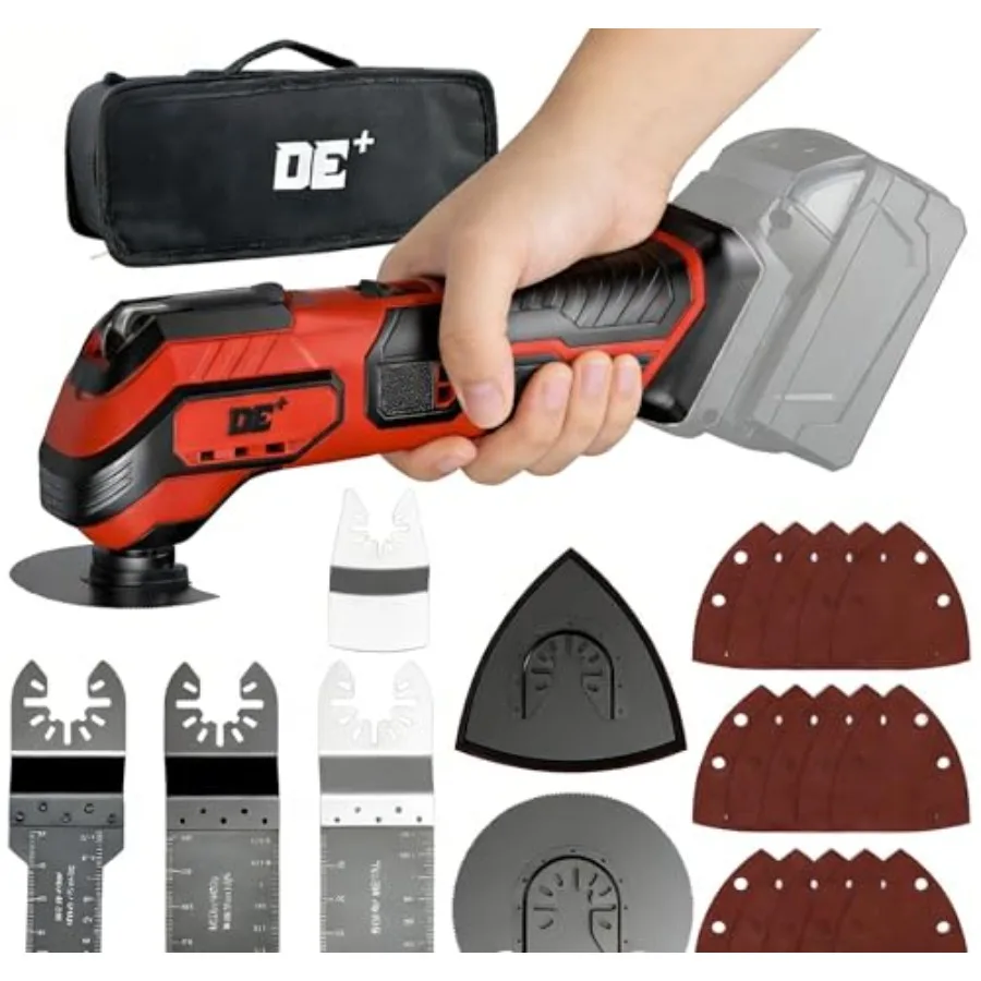 

Многофункциональный осциллирующий инструмент DeForce для аккумулятора Milwaukee 18V, 21000 об/мин, 6 скоростей, 3 режима ° Беспроводной осциллирующий инструмент с 22 аксессуарами B