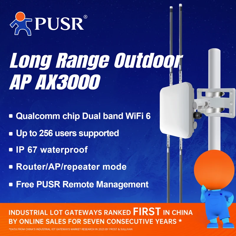 PUSR WiFi6 AX3000 Dual-Band Outdoor AP With IP67 Water proof up to 256 Client Device Wireless Access Point USR-AP520X