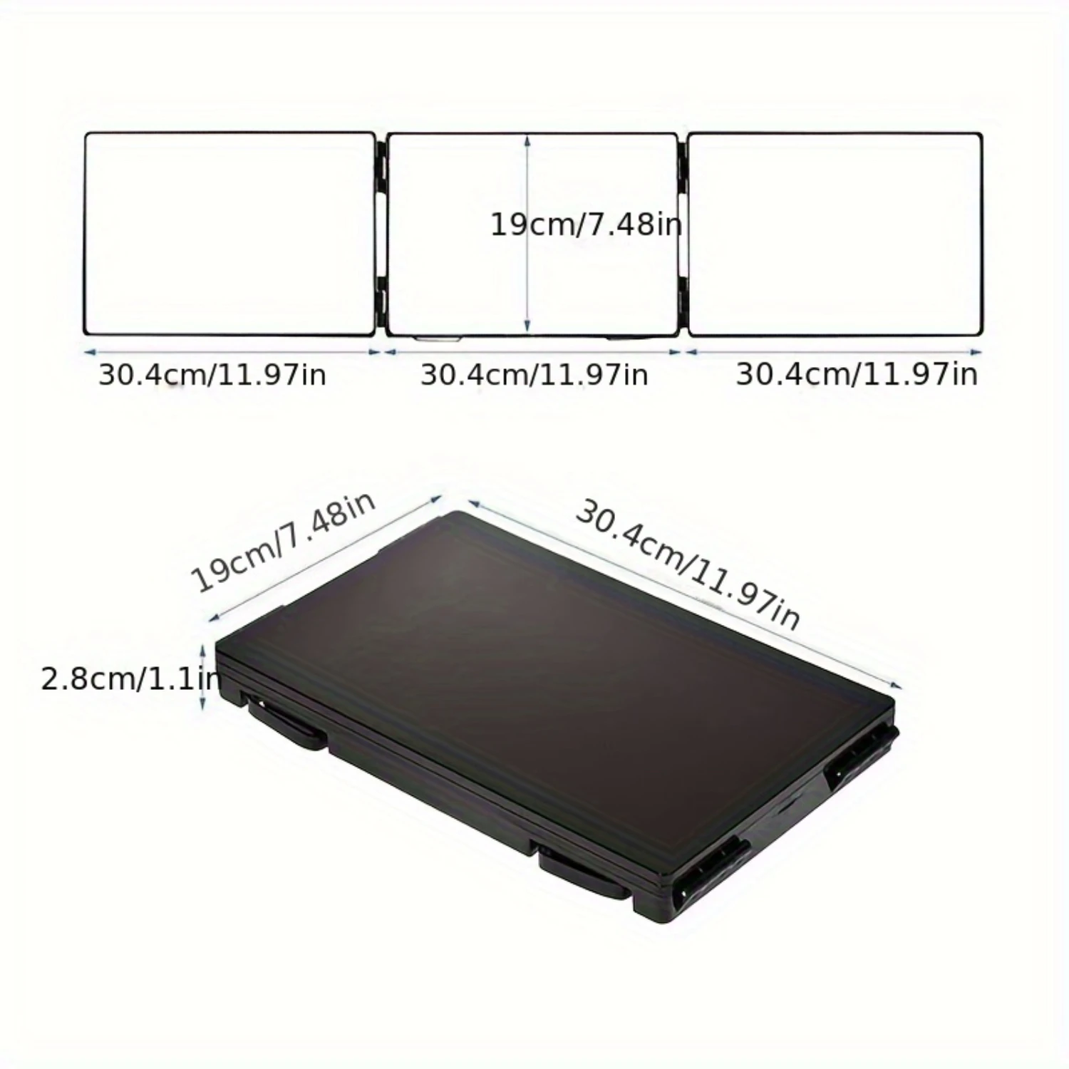 Miroir de maquillage de beauté de vanité portable avec conception de suspension télescopique à 3 voies, crochet rétractable réglable et fonction à trois volets - Pe
