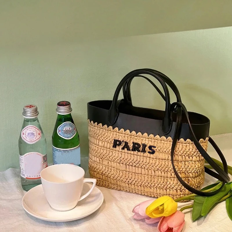 

2024 Luxury Design Grass Woven Cabbage Basket Woven Crossbody Bag Large Capacity Women's Bag