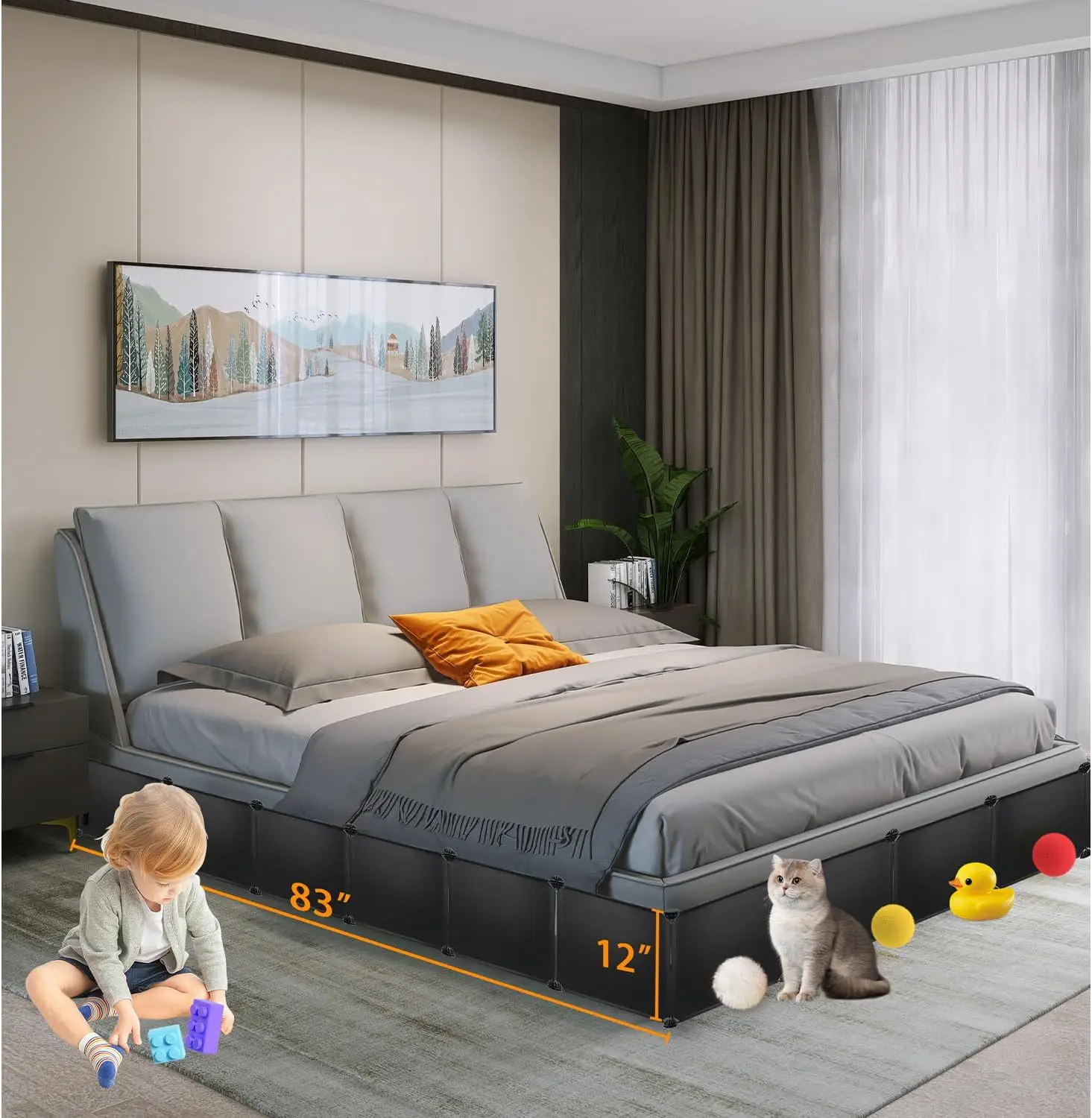 

7 Pa Under Bed & Couch Blocker For Pets And Toys - 83"" Length, 11.8"" Height For One Side Of Queen Bed | Ludes Sticky Tape,
