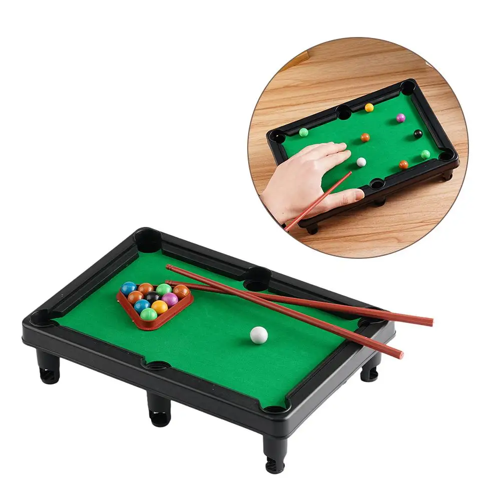 Mini Pool Table Tabletop Desktop Billiards Snooker Game with 2 Sticks and Balls Home Family Office Desk Stress Relief Games