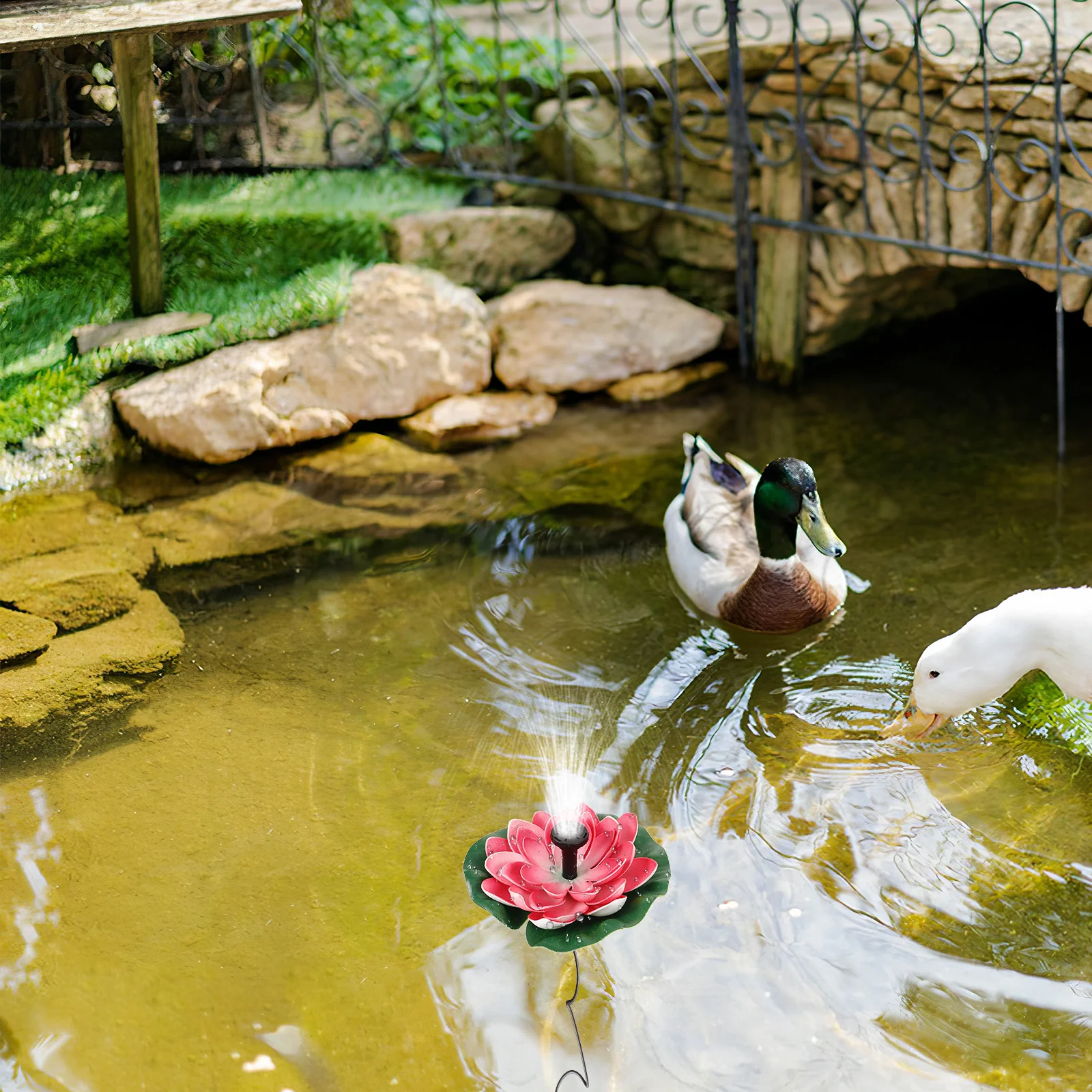 1 Set Solar-Powered Lotus-Shape Floating Fountain For Outdoor Pond Garden Small Pond Decor, Pool Solar Fountain, Garden Solar