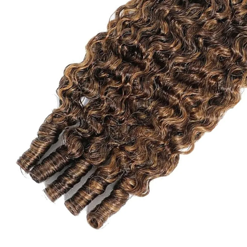 P4/27 # Burmesisches Lockenhaar, unbehandeltes Echthaar, doppelt gewebte Haarverlängerungen, brasilianisches Remy-Haar, ideal für Anfänger. – Detail 5