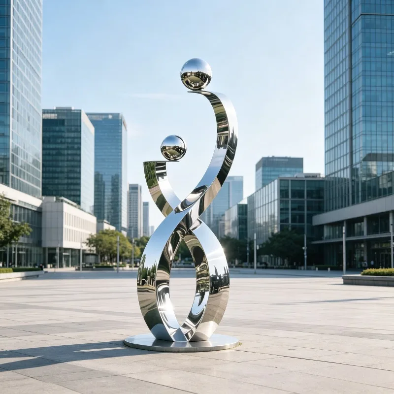 Infinity Curved Stainless Steel Sculpture Mirror Polished Custom Durable Decor For Outdoor Villa Manor Garden Landscape