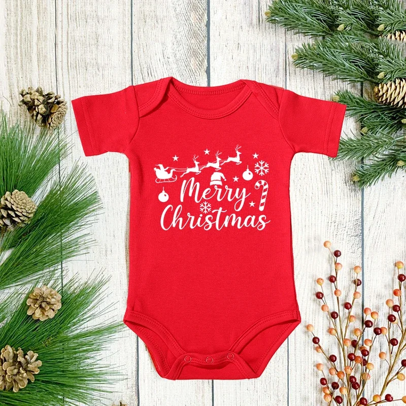 My First Christmas Newborn Cotton Bodysuit Baby Girls Boys Merry Christmas Jumpsuit Outfit Clothes Cute Toddler Xmas Overalls