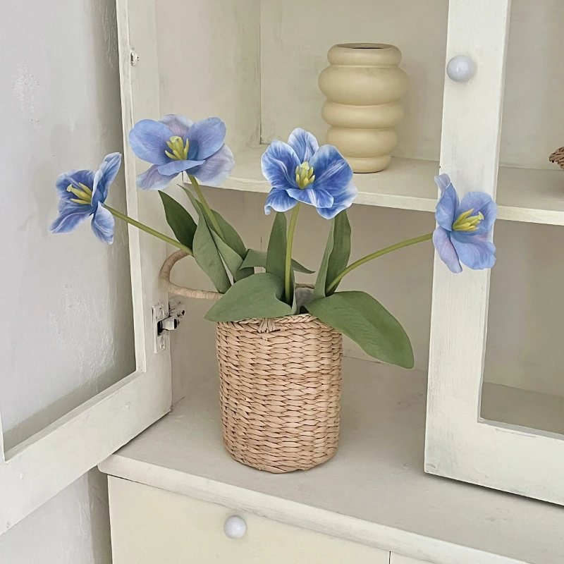 Dia 12cm künstliche Browni Tulpe Seide Blume Haupt dekoration Wohnzimmer Esstisch Dekoration Hochzeits saal Blumen arrangement