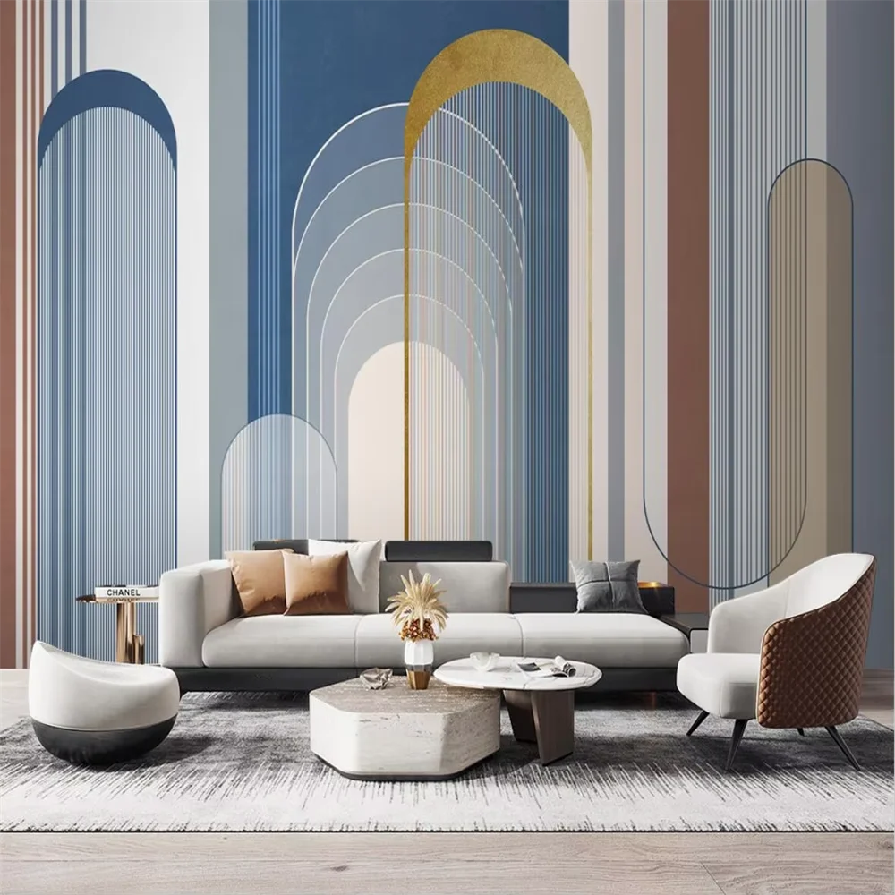 Custom papel de parede 3D line arch wall paper for Living Room Bedroom wallpaper Home Decor Wall Papers 3 D art papier peint