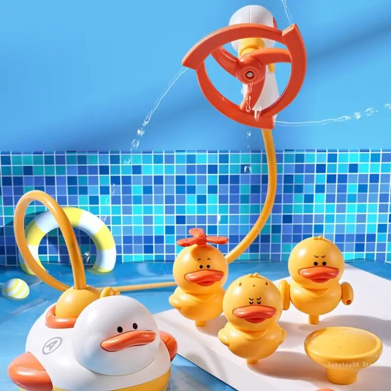 Y4UD Baby Bathtub Toy Water Sprinkler Cartoon Yellow Duck Shower for Head 3-in-1 Water for Play Battery Powered Boat Toy Infa