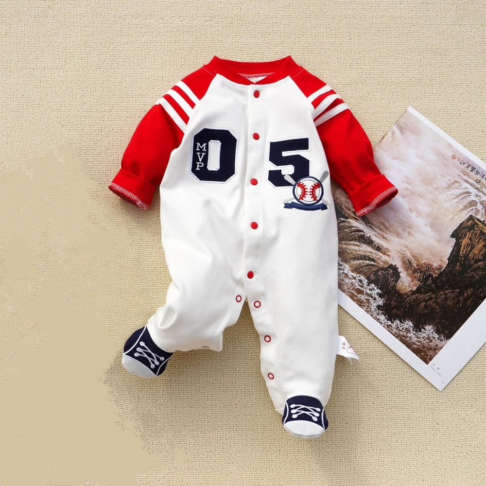 3-12M Newborn Baby Rompers Spring Autumn cotton Baby boy girls Costume Letter Embroidery baby clothing jumpsuits