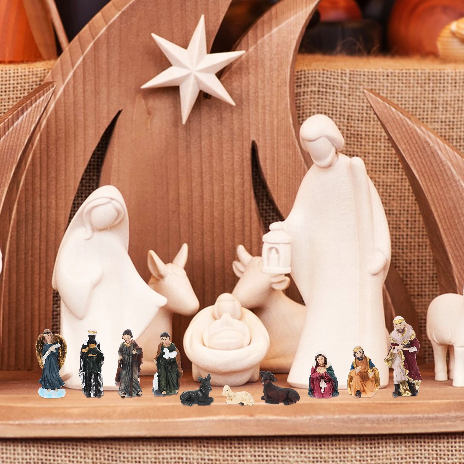 

1Set Jesus Birth Decorative Sculpture Exquisite Religious Artware Ornament Sacred Home Office Holiday Gift Collection