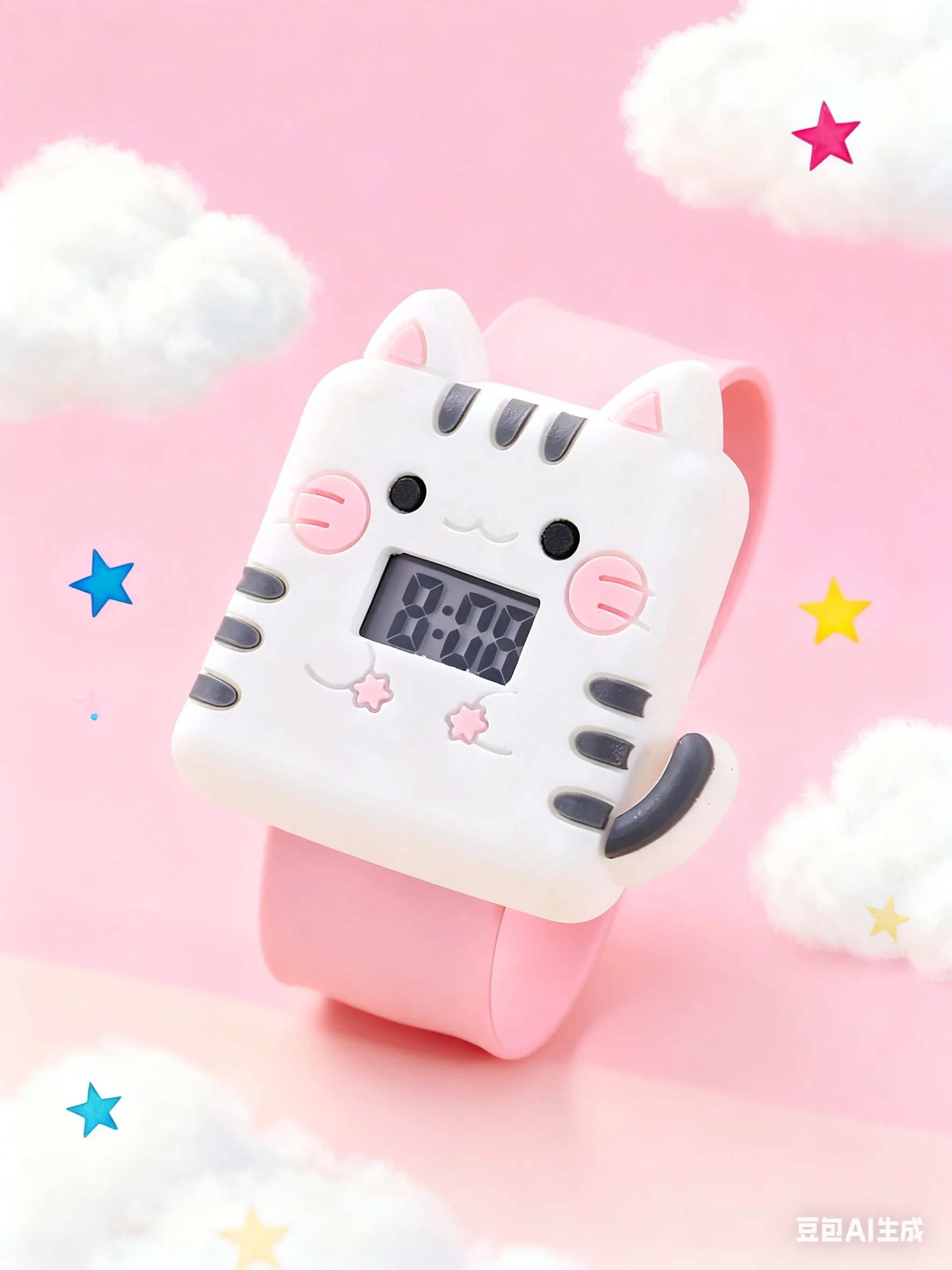 

Квадратные милые кошачьи стильные модные электронные силиконовые часы со светодиодным дисплеем