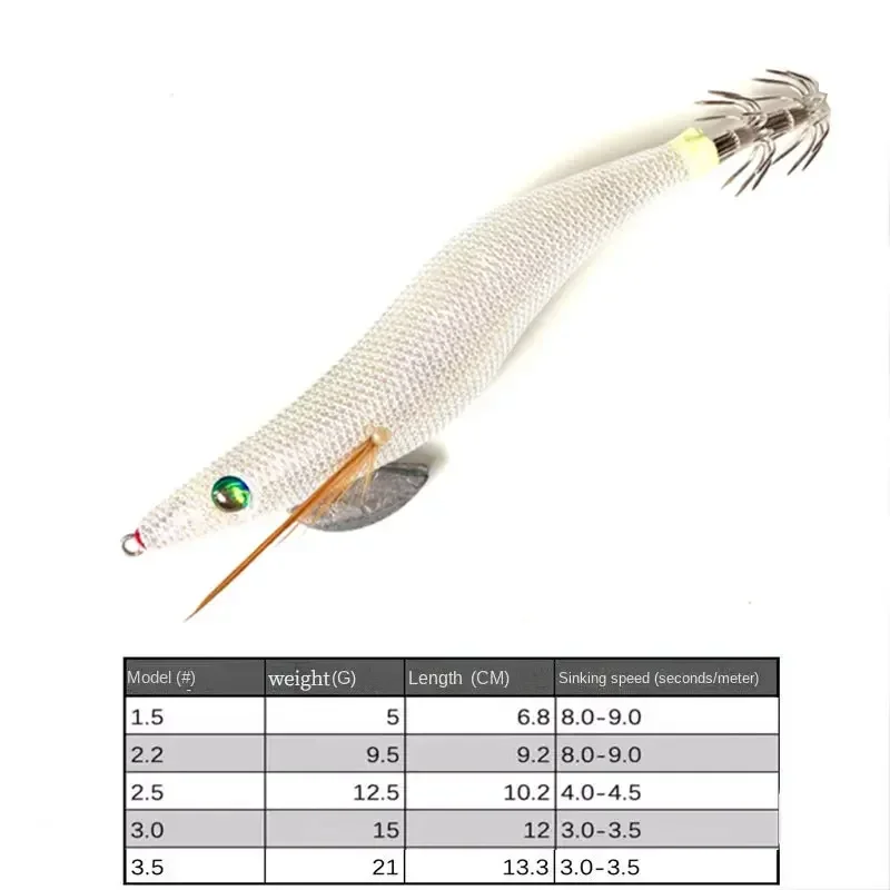 Fishing Lures Luminous Wood Shrimp Octopus Cuttlefish Squid Bait Jig Night Fishing Blow Barrel Squid Hook Ocean Boat Fishing