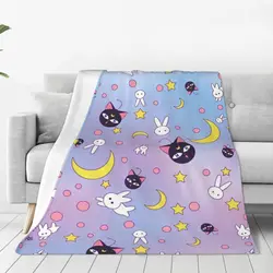 Super Soft Blanket Travel Office S-Sailor M-Moon Anime C Throw Blanket Flannel Bedspread For Bedroom Novelty Sofa Bed Cover