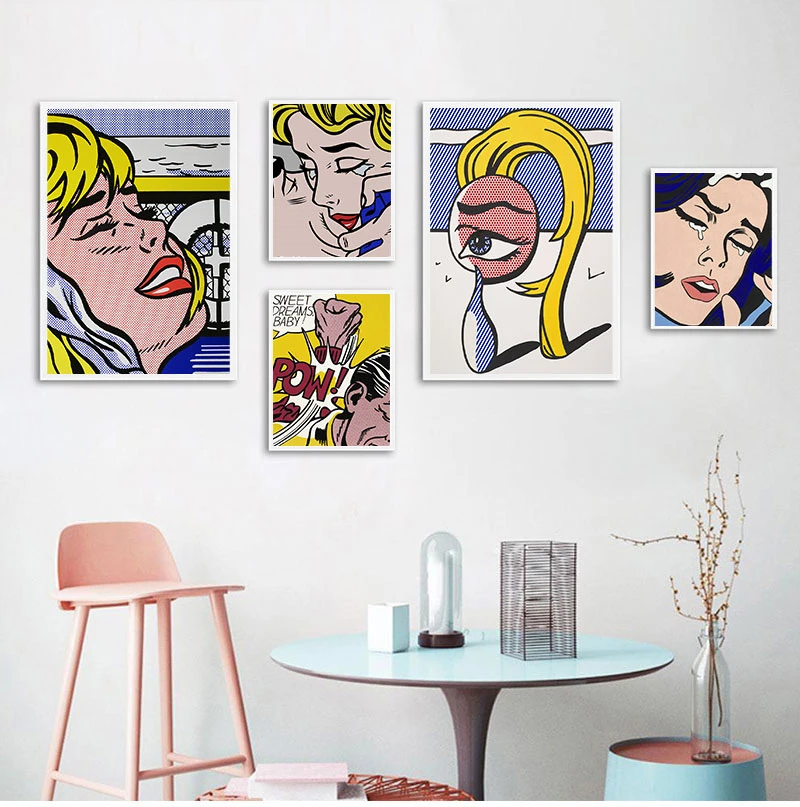 Pop Art Artwork Roy Lichtenstein Art Painting Silk Canvas Poster Wall Home Decor schilderij obrazy