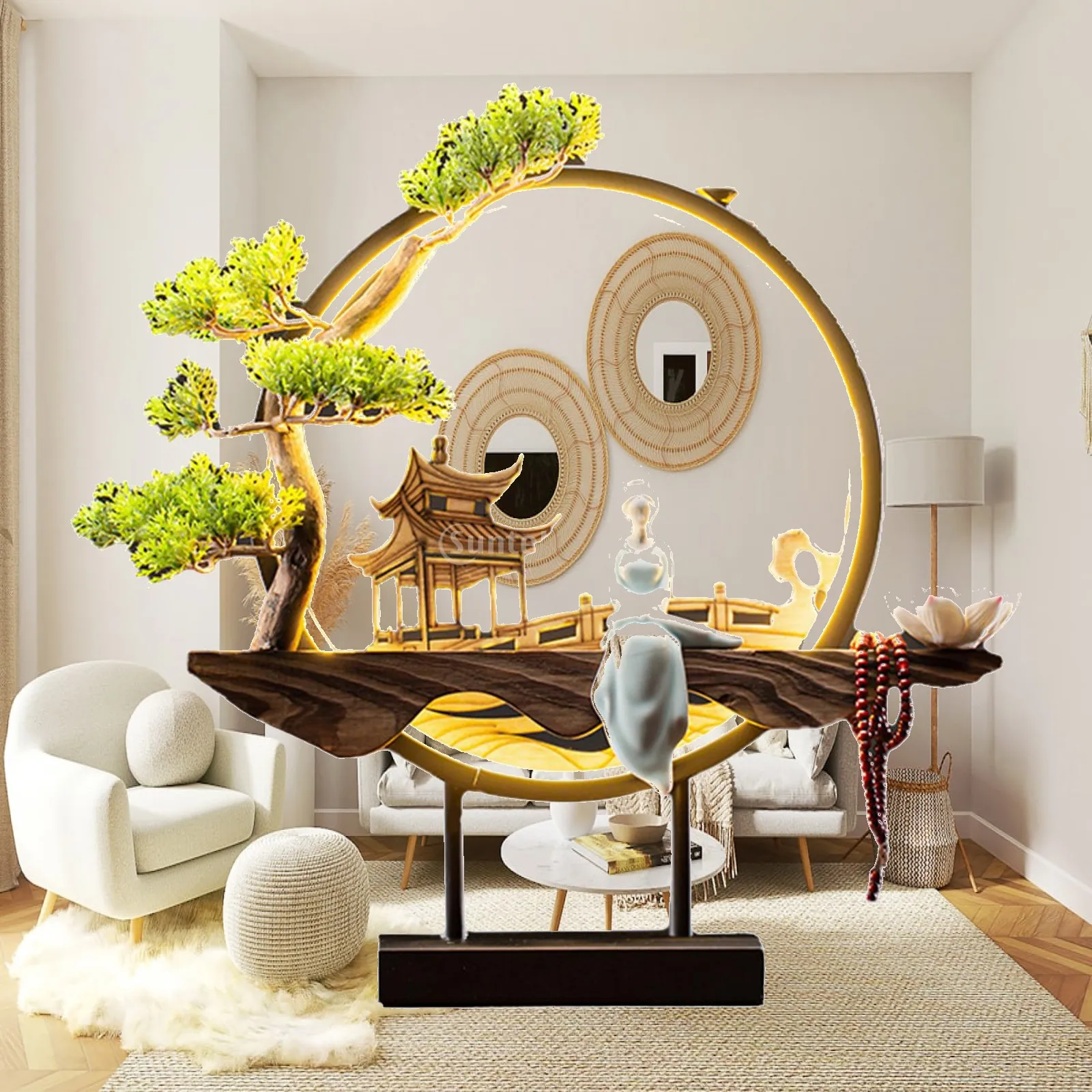 Circle Backflow Incense Burner, Handmade Waterfall for Indoor Teahouse