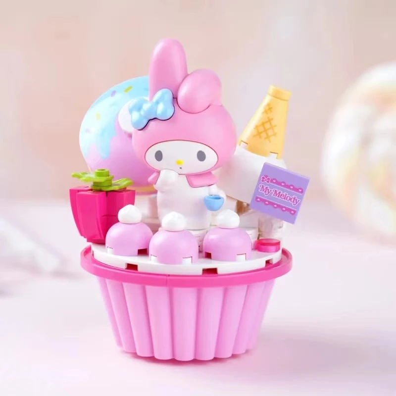 Sanrio Kuromi Hellokitty Blocks Original SeriesCartoon Cake Assembly Building Block ToysCinnamoroll My Melody Girls Collection