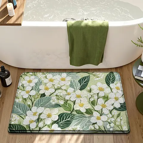 Tappetino da bagno floreale antiscivolo assorbente ad asciugatura rapida, tappeto da bagno in spugna spessa, piccolo tappeto fresco in stile europeo per l'arredamento del bagno