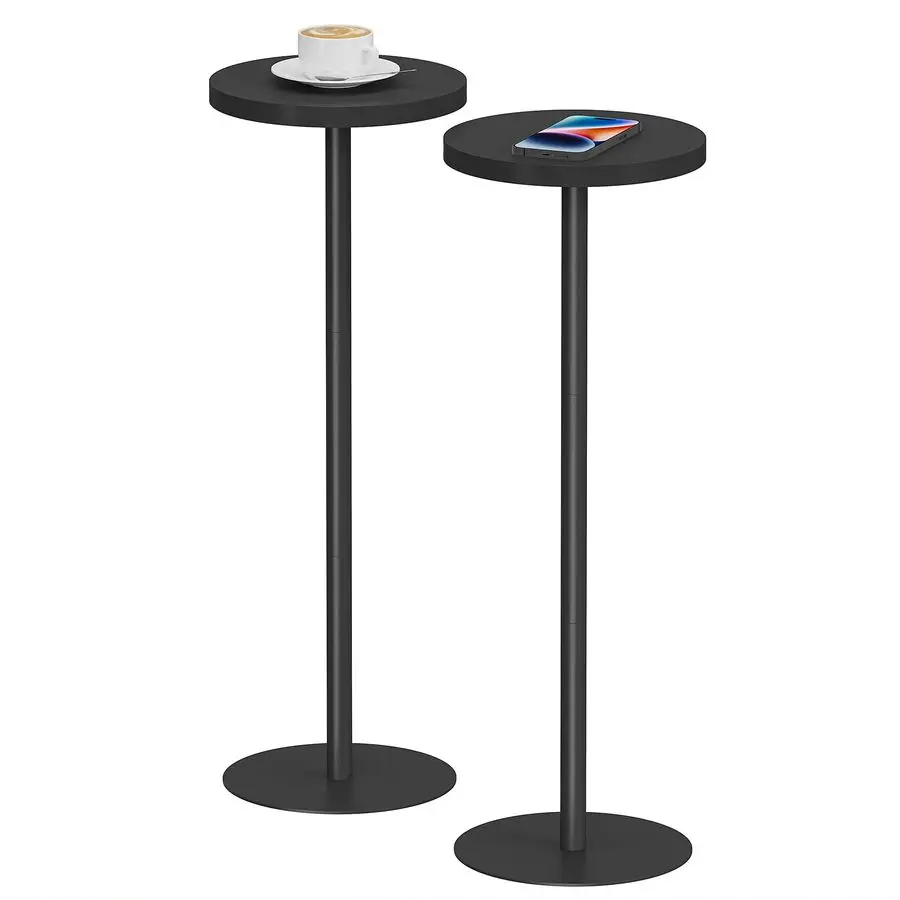

Tall Round Side Table, Small End Table, Set of 2, Beside Table, Drink Table, Pedestal Side Table, livingroom, Black TB01BK0652