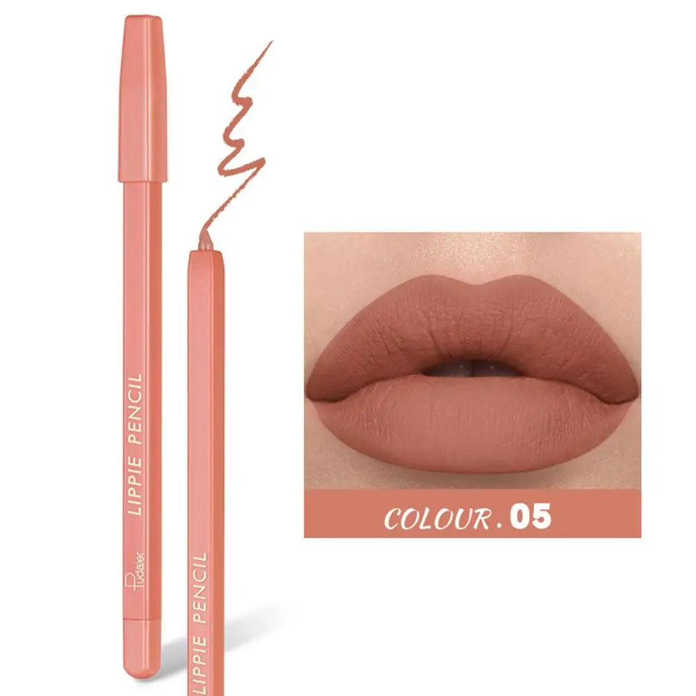 12 kleuren Matte Lip Liner Pen Make Up Waterdicht Fluwelen Naakt Mollige Lipliner Met Puntenslijper Tint Lipliner Potlood Contour Lip W0Q3