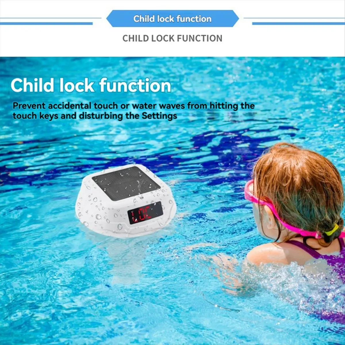 T22C Wireless Floating Pool Thermometer Solar Pool Thermometer Pool LED Digital Water Thermometer with RGB Atmosphere Light