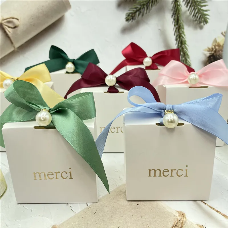 10pcs White Paper Box Small Gift Packaging Boxes Wedding Gifts For Guests Candy Box Baby Shower Party Christmas Sweet Boxes