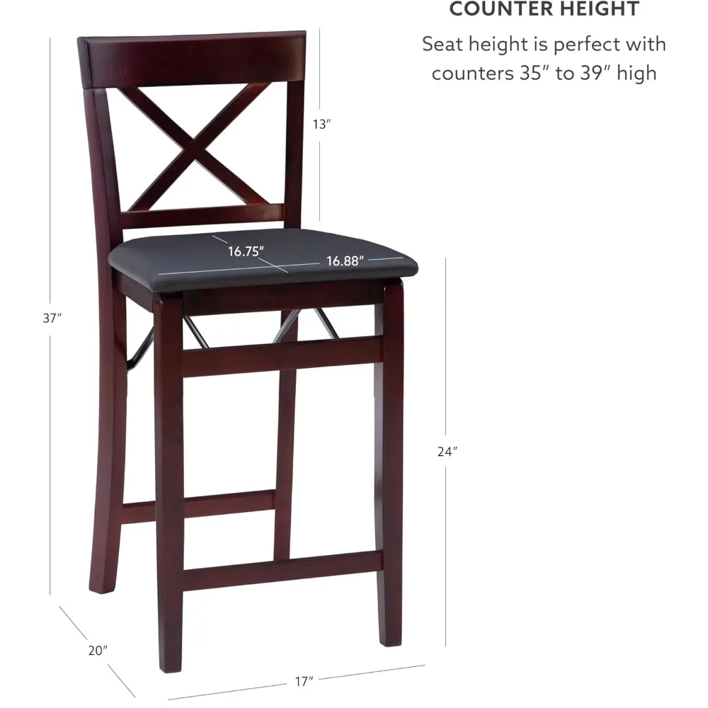 Linon Triena X Back Folding Counter Stool, Brown