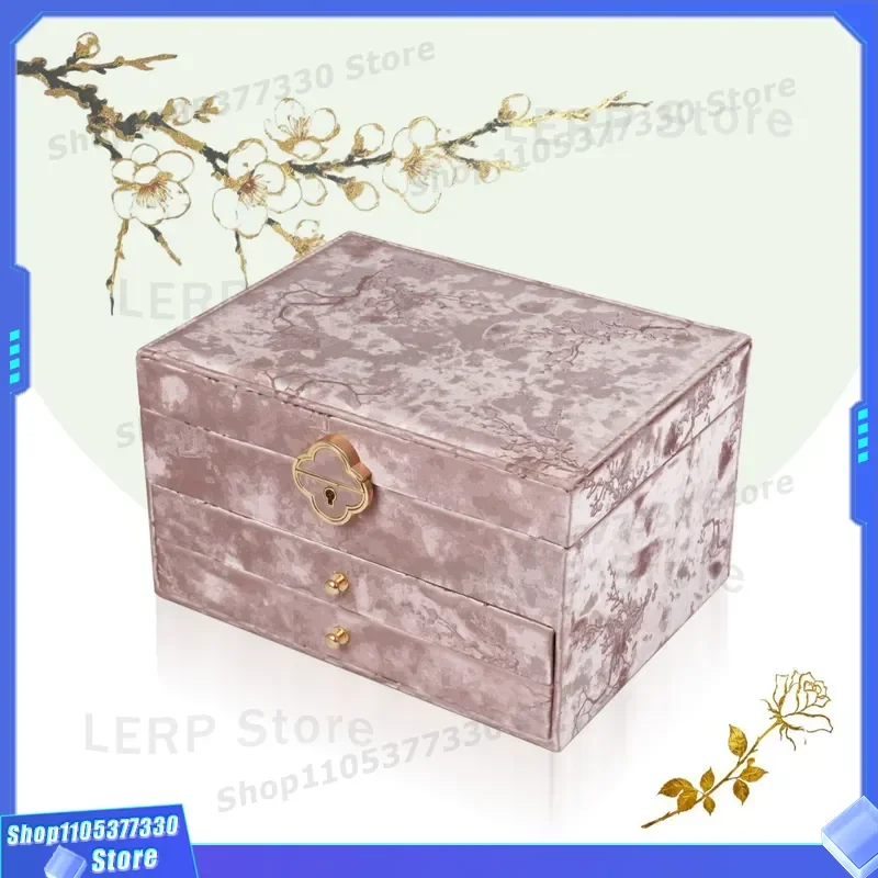 Yayun Guofeng Plum Blossom Lock Jewelry Box Multi-layer Large Capacity Necklace Earring Storage High-end Organizer for Women