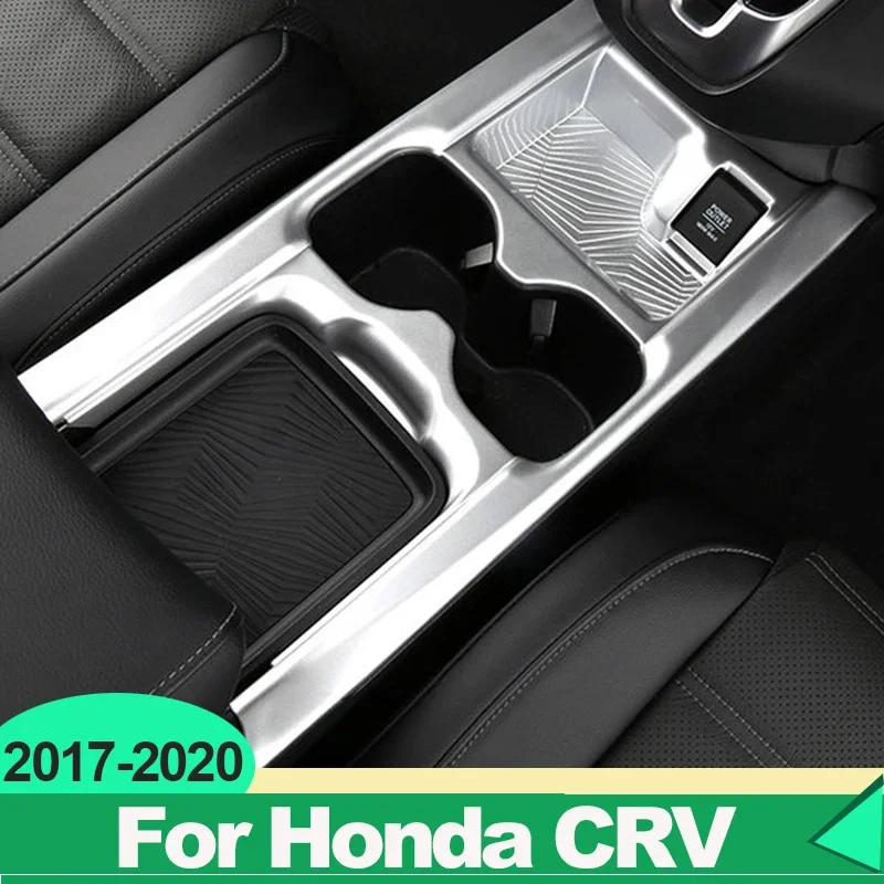 For Honda CRV CR-V 2017 2018 2019 2020 ABS Hybrid Car Front Row Water Cup Holder Panel Decoration Cover Frame Trim Accessories