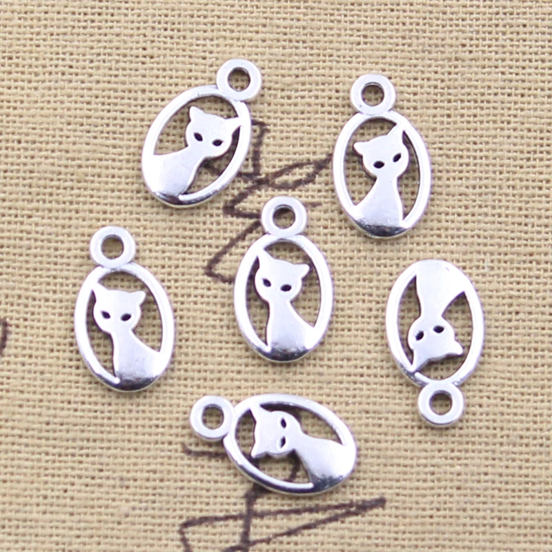 30pcs Charms Lovely Cat 16x9mm Antique Silver Color Pendants Making DIY Handmade Tibetan Finding Jewelry