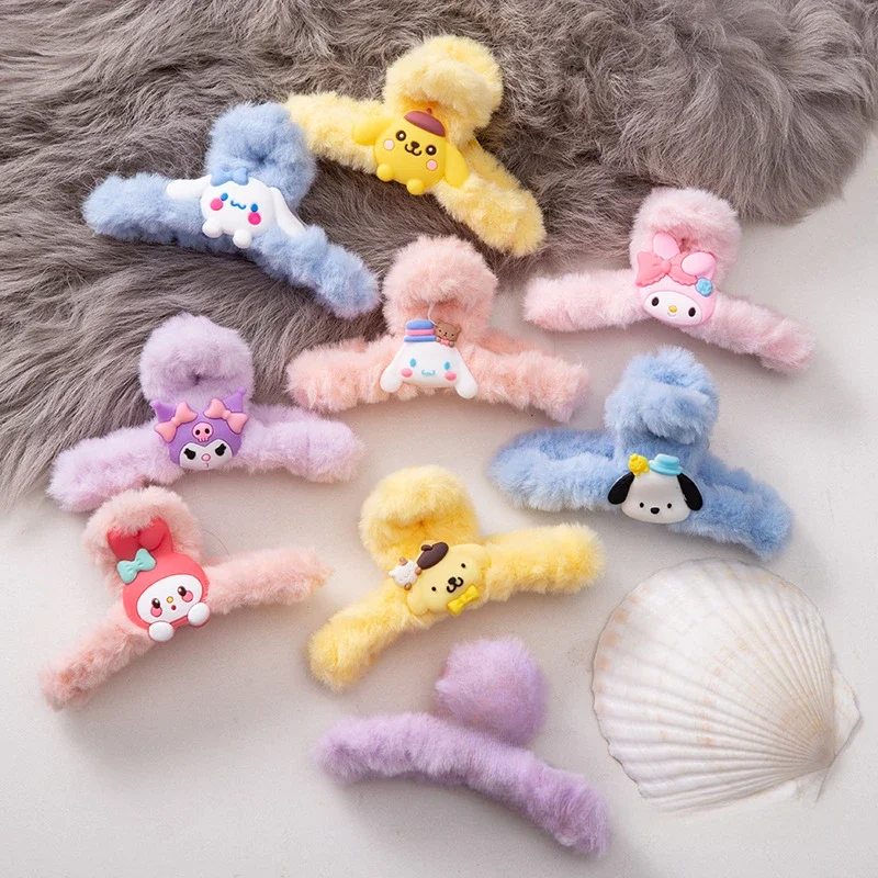 

Anime Sanrio Kuromi Plush Shark Clip HelloKitty Mymelody Cinnamoroll Kawaii Cartoon Autumn Winter Girl Hairpin Hair Accessories