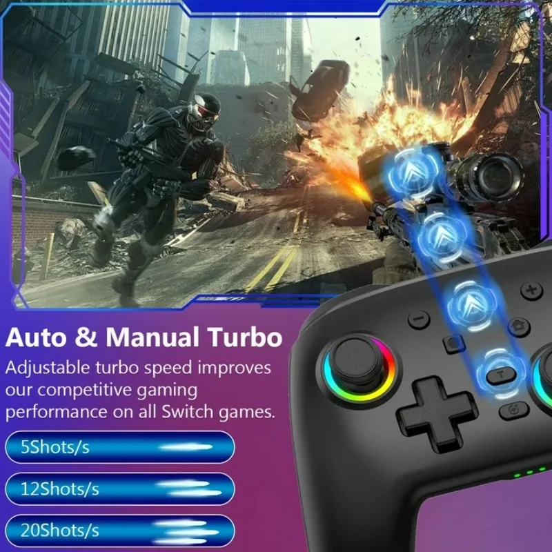 لوحة ألعاب لاسلكية لوحدة تحكم Pro Switch Elite BT لعصا التحكم Switch OLED/Lite للكمبيوتر/سطح البخار مع 6 محاور #4