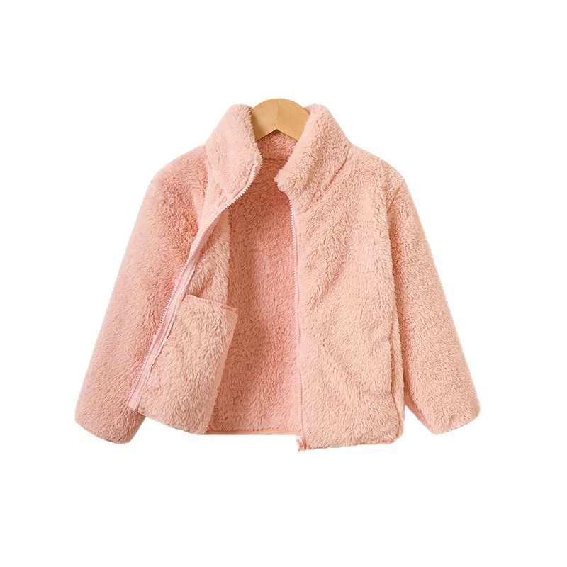 Childrens Plush Jacket Girls Comfortable Velvet Plush Lining Medium To Large Sized Childrens Top Winterter