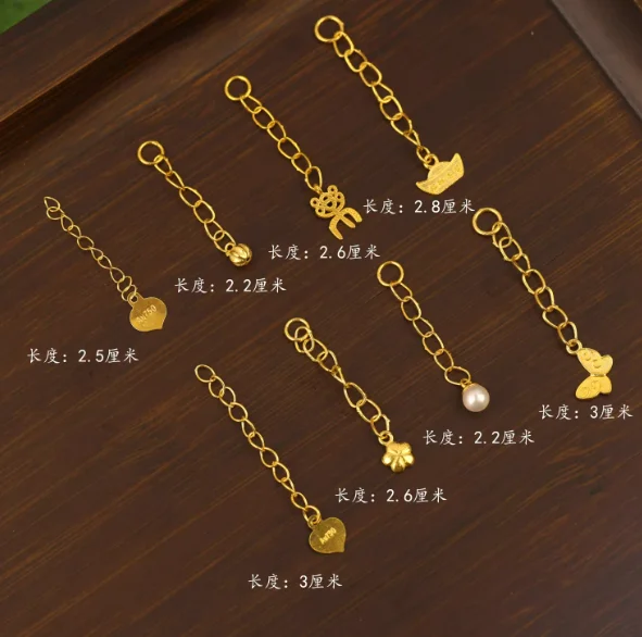 18k real gold extension chains for diy handstring or necklaces au750 jewelry accessories