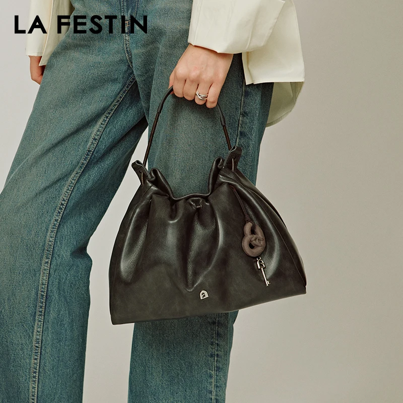 LA FESTINแบรนด์เดิมกระเป๋าสตรี2025ใหม่แฟชั่นหนังไหล่Crossbodyกระเป๋าขนาดใหญ่ความจุกระเป๋าLadyกระเป๋าถือ