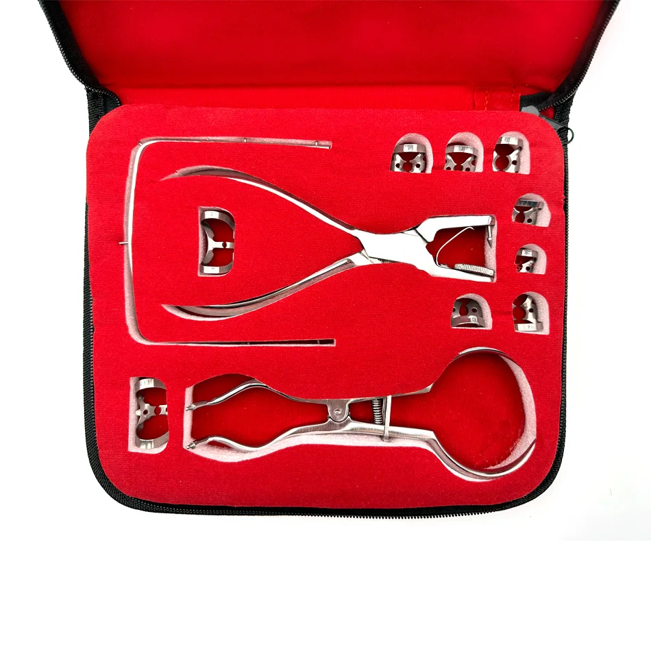 12pcs/Set Dental Rubber Dam Set Dentist Perforator Rubber Orthodontic Dental Tools Dam Clip Teeth Care Products With Leather Bag