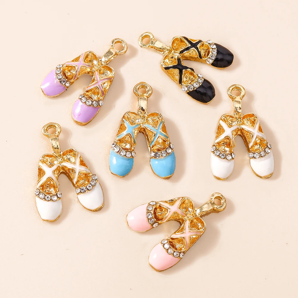 10pcs 17*25mm  Cute Enamel High Heels Charms Dancing Ballet Shoes Pendants for Jewelry Making Drop Earrings Necklaces DIY Crafts