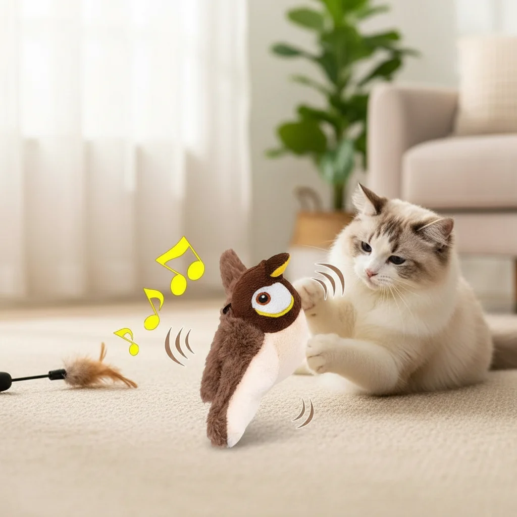 USB Ricaricabile Giocattolo Gatto Giocattoli Interattivi Catnip Elettrico Pat Uccello Cane Gatti Touch-Activato Squeaky Peluche Animale Domestico Dropshipping