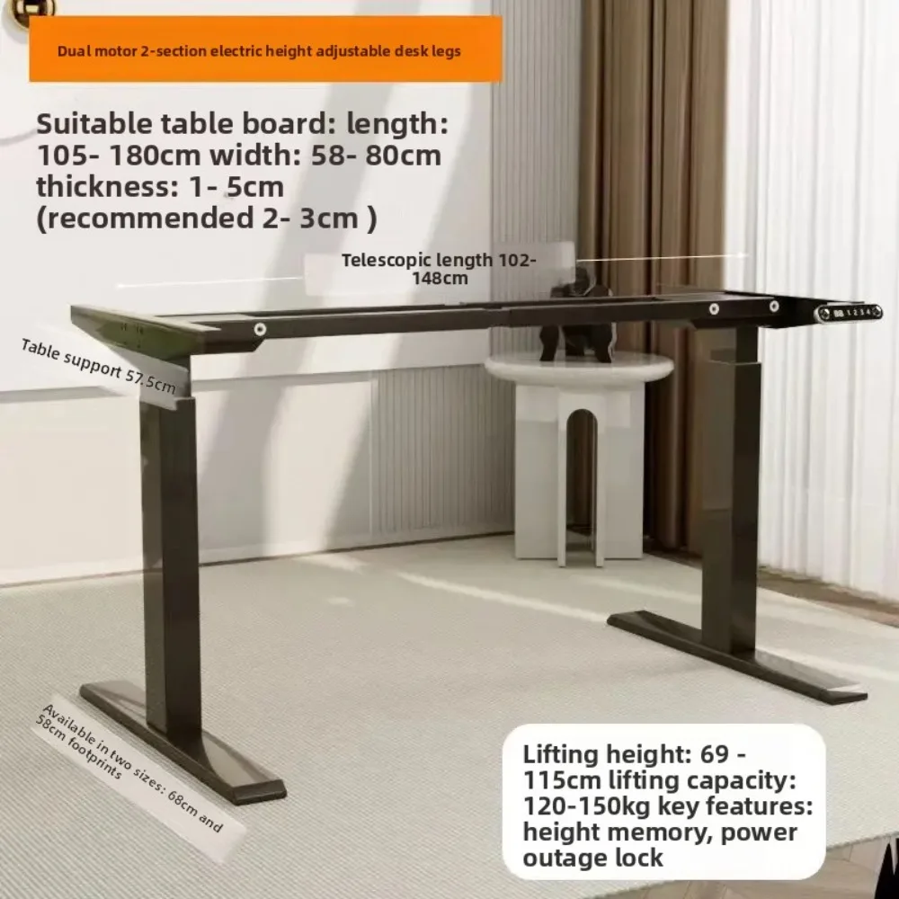 Dual Motor Height Adjustable Electric Standing Desk Frame, Ergonomic Lift Desk Base with Memory Control for Home Office