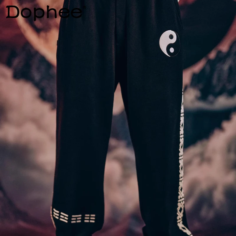 

Men's Women's 2025 Autumn Winter New Trendy Cotton Pants Embroidered Sweatpants Contrast Color Loose Comfort Straight Trousers