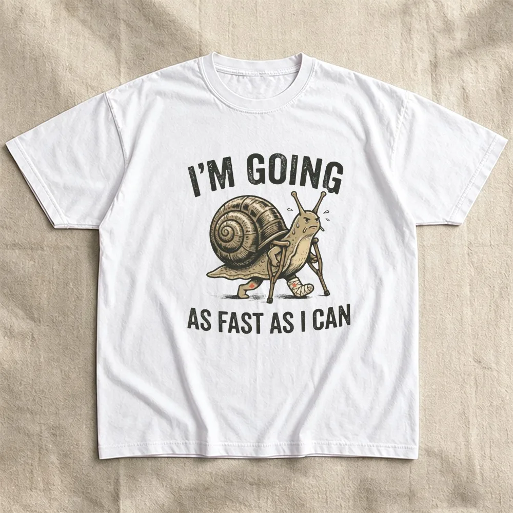 Going As Fast As I Can Snail Women T Shirt Funny Injury Recovery Graphic Tee Casual Streetwear Top Chronic Illness Warrior Gift