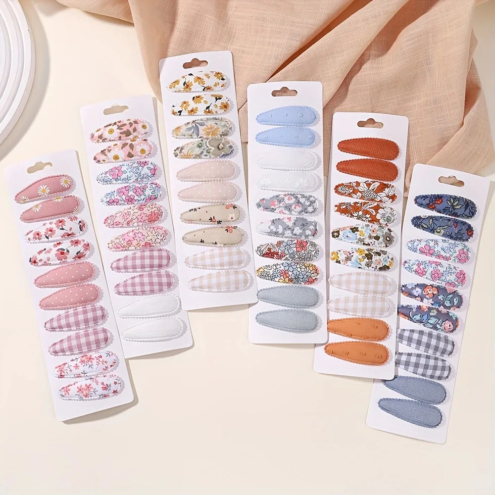

10pc/lot 2" Basic Snap Baby Hair Drop Clips Floral Print Plush Snap BB Clip For Girls Hairpin Barrettes Cute Hair Clips Headwear