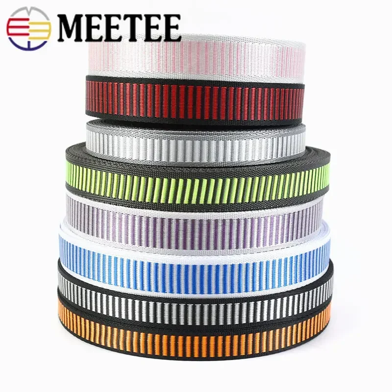 10M 15/20mm Nylon Stripe Webbing for Bag Strap Luggage Binding Tape Clothing Ribbon Band Decorative Lace Sewing Bias Accessories