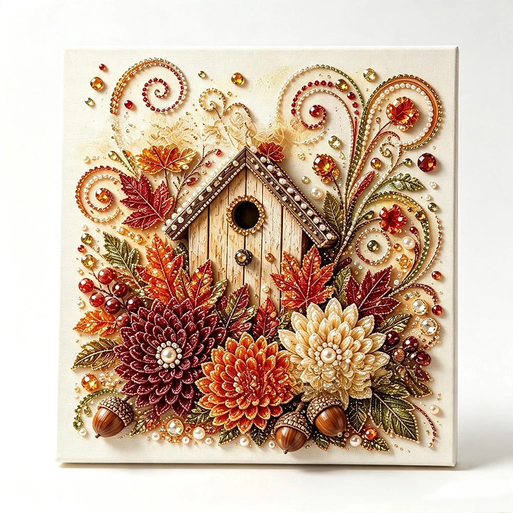 秋の収穫パールペイントDIYキット、秋のカボチャ動物キャンバ - Art And Craft Autumn のレビューと価格