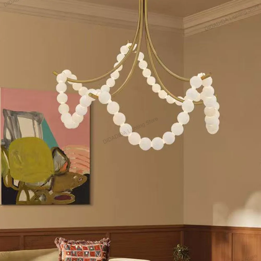 Nordic Style Pearl Marble Pendant Lamp Featuring Spanish Stone Circular Design in Brass Black Nickel