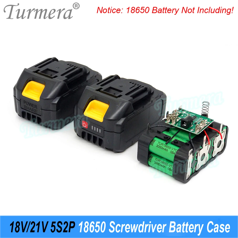 Turmera 18V 21V Screwdriver Kit Case 5S1P 5S2P 5S3P 18650 Battery Holder 5S 35A BMS Weld Nickel Use in 3Ah to 9Ah Electric Drill