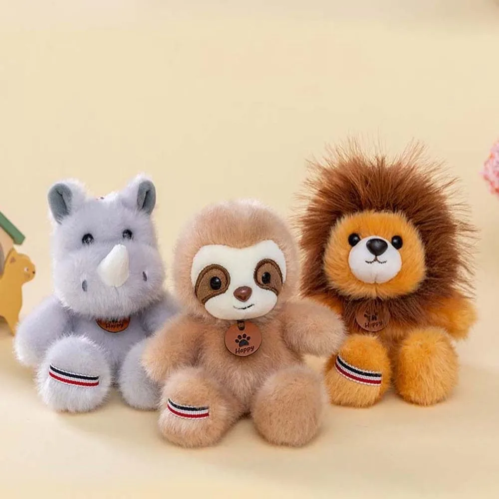 Kawaii Tier-Löwenpuppe, niedliche Plüsch-Anhänger aus der Jumping-Serie: Nashorn, Faultier, Panda, Affe, Biene, Husky, Krokodil – superweiche Spielzeuge für Kinder